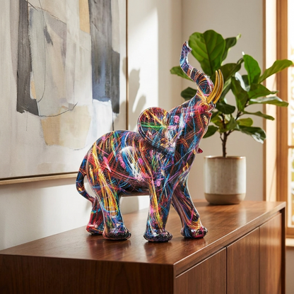 Colorful Elephant Figurine | Modern Resin Sculpture with Street Art Design | Unique Home Decor for Contemporary Interiors 8