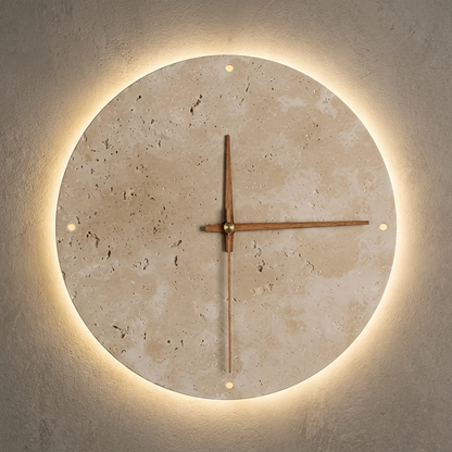 Minimalist LED Wall Clock | Natural Stone Design with Built-in Ambient Lighting | Elegant Timepiece for Home Decor 109