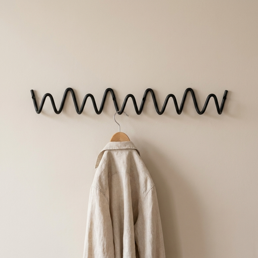Elegant Home | Wrought Iron Wall Hook with Modern Wave Design | Stylish Coat Hanger for Functional Decor