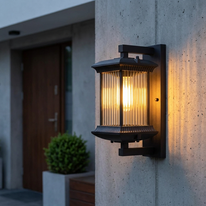 PavoStone | Elegant Durable Outdoor Lantern Wall Fixture with Fluted Glass 8