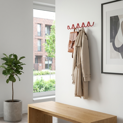 Elegant Home | Wrought Iron Wall Hook with Modern Wave Design | Stylish Coat Hanger for Functional Decor