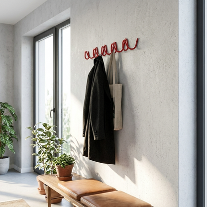 Elegant Home | Wrought Iron Wall Hook with Modern Wave Design | Stylish Coat Hanger for Functional Decor