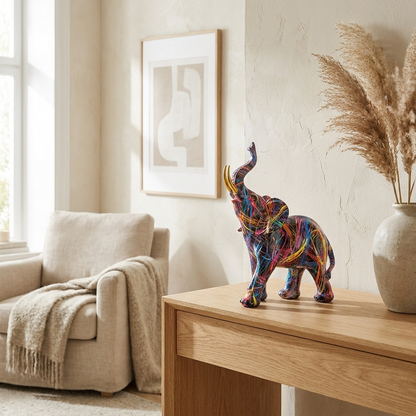 Colorful Elephant Figurine | Modern Resin Sculpture with Street Art Design | Unique Home Decor for Contemporary Interiors 7