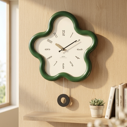 Flower Pendulum Wall Clock with Silent Movement | Eco-Friendly