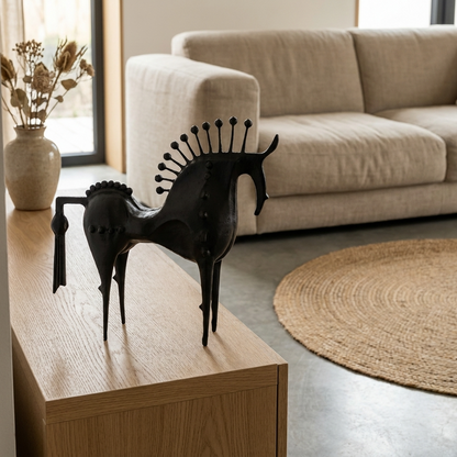 Equinox | Unique Elegant Black Metal Horse Decorative Sculpture