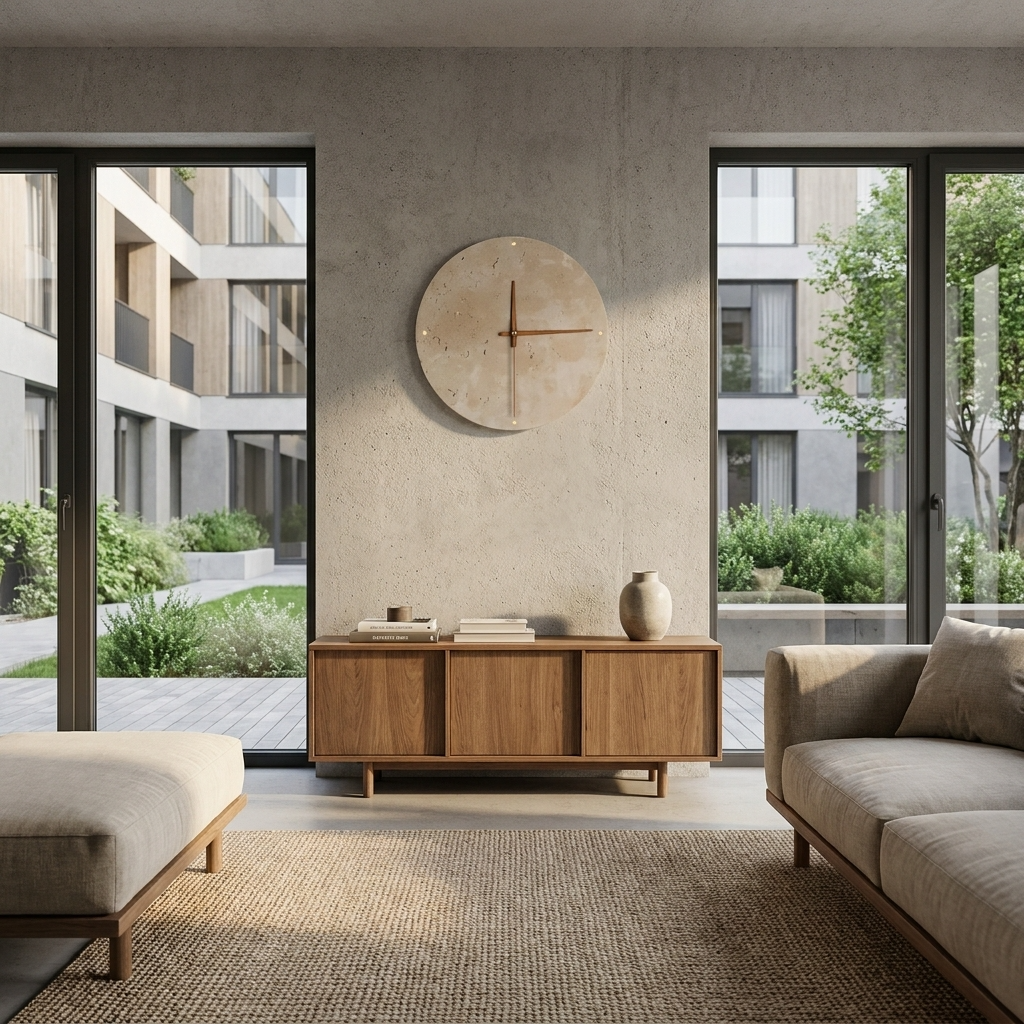 Minimalist LED Wall Clock | Natural Stone Design with Built-in Ambient Lighting | Elegant Timepiece for Home Decor 107