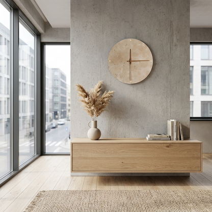 Minimalist LED Wall Clock | Natural Stone Design with Built-in Ambient Lighting | Elegant Timepiece for Home Decor 105