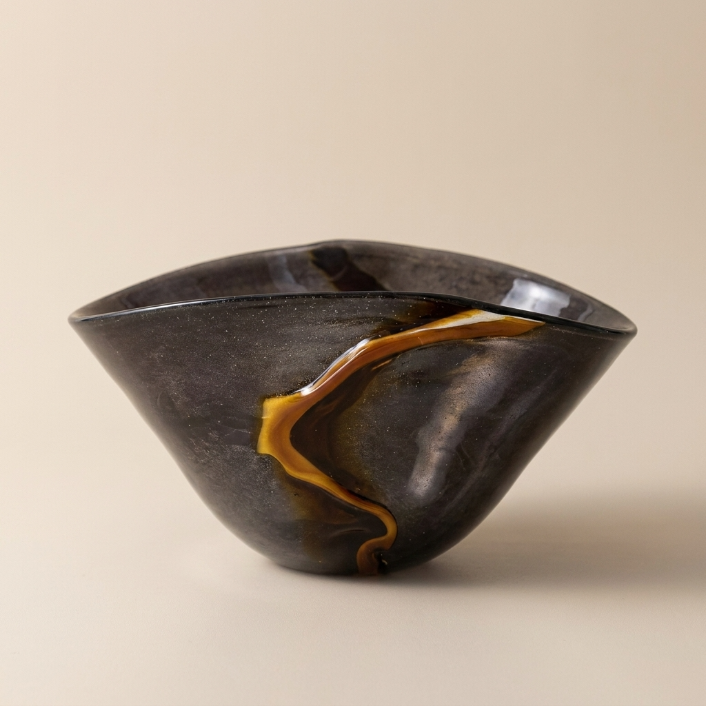 OrionGlass | Elegant Handblown Black Tabletop Vase for Home Decor 2