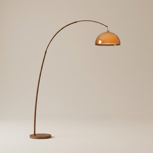 ArcadiaGlow | Stylish Modern Arched Floor Lamp with Warm Dome Shade