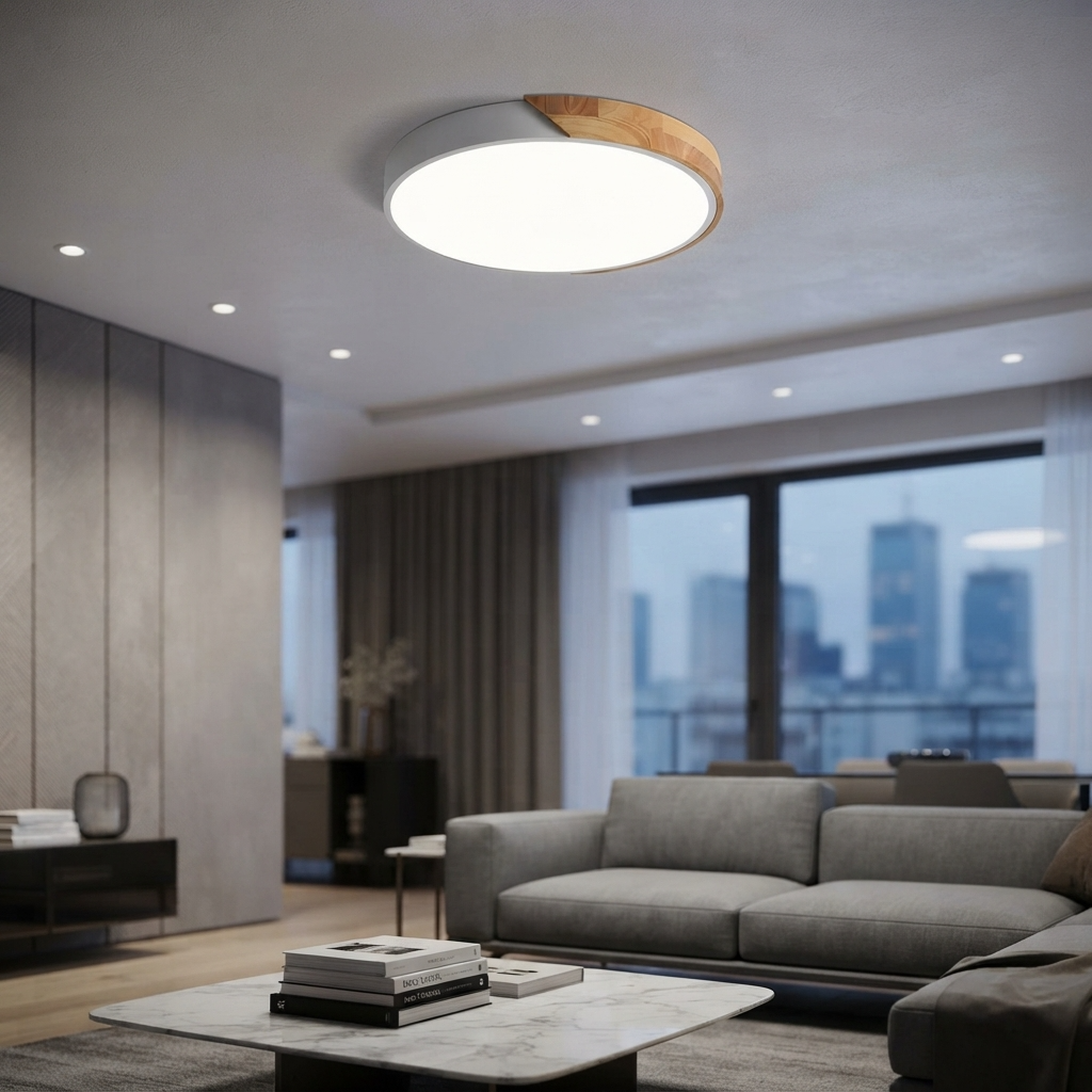 NordicaBeam | Elegancka naturalna drewniana skandynawska lampa sufitowa LED