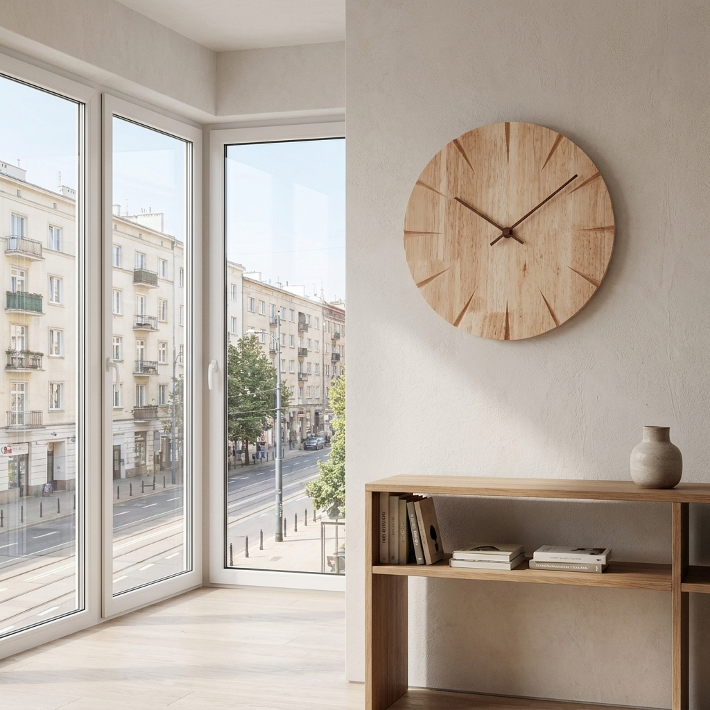 Minimalist Home Decor | Round Wooden Wall Clock with Clear Markings | Stylish Timepiece for Any Room