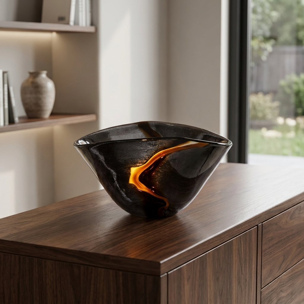 OrionGlass | Elegant Handblown Black Tabletop Vase for Home Decor 10
