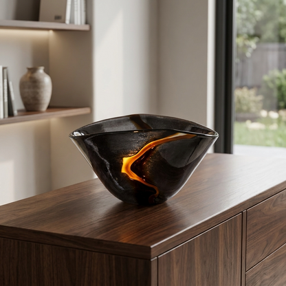 OrionGlass | Elegant Handblown Black Tabletop Vase for Home Decor 10