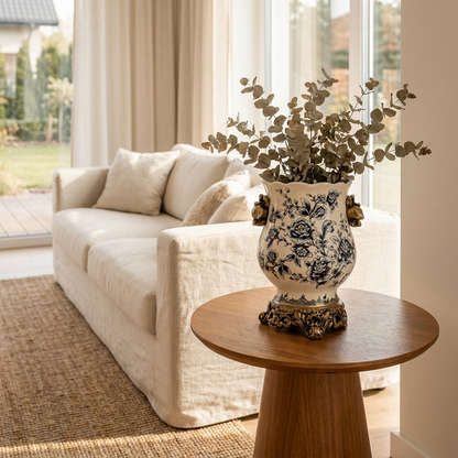 CeruleanElegance | Timeless Vintage Blue White Porcelain Accent Vase