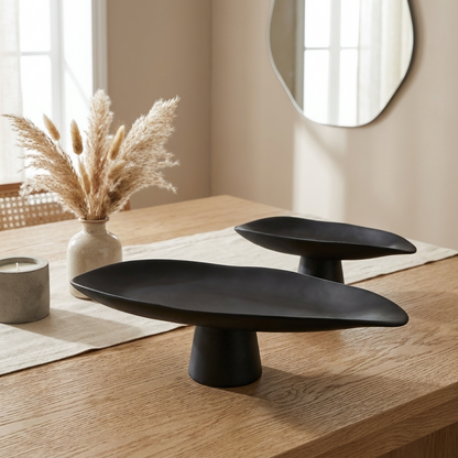 Elegant Handcrafted Black Porcelain Tray | Versatile Decorative Dish for Timeless Home Decor